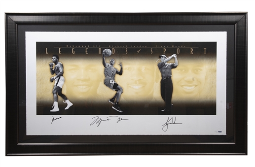 Michael Jordan, Tiger Woods & Muhammad Ali Signed "Legends of Sport" 59x46 Framed Photo (UDA)